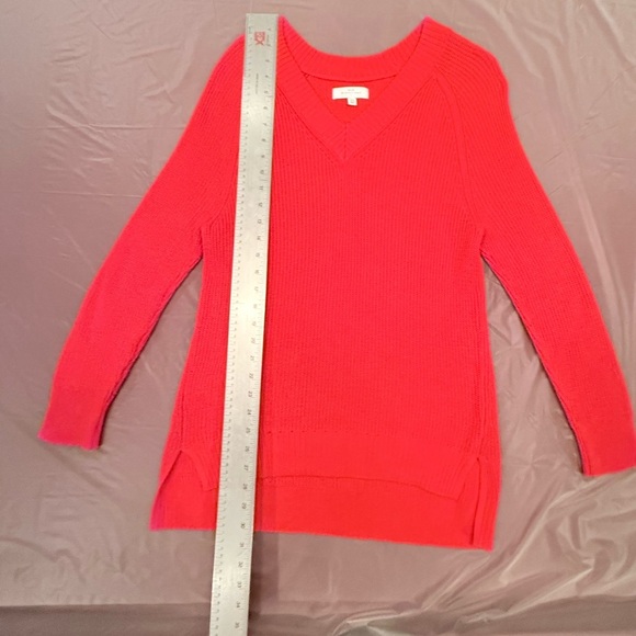 New Directions Red V-Neck Tunic High-Low Oversized Sweater Size XS - Picture 5 of 9